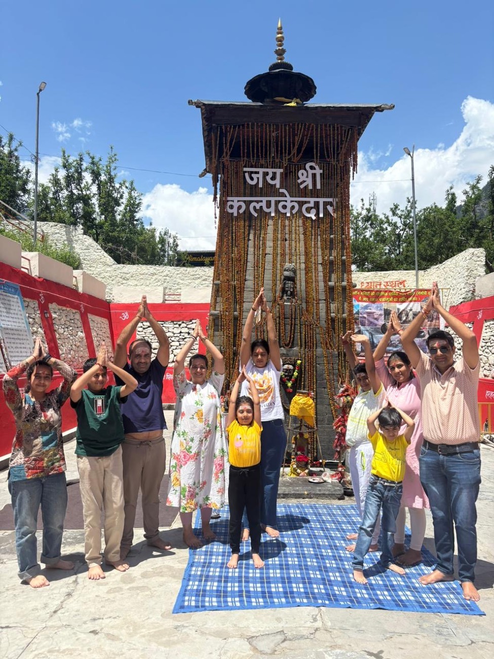 Pilgrims gathered at the temple