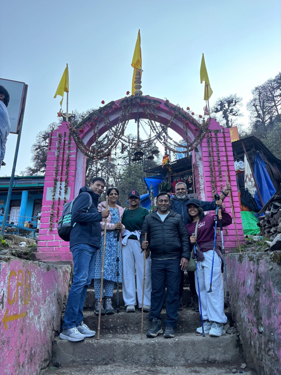 At the decorated temple gate
